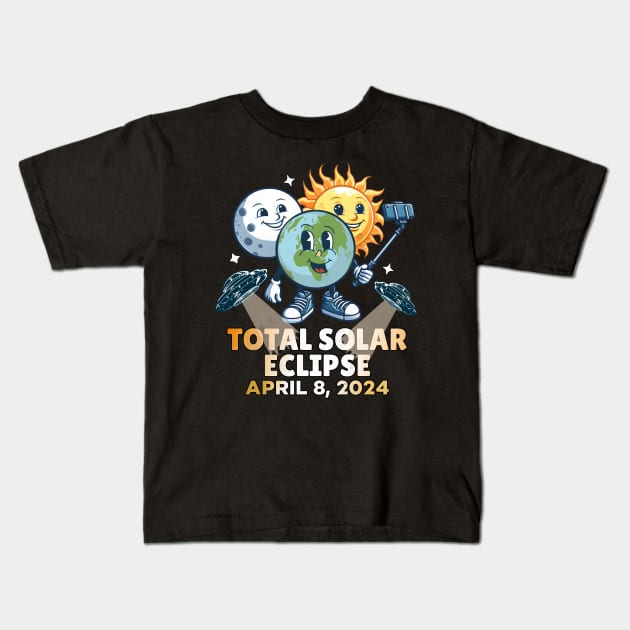 Selfie Earth Moon Sun Eclipse Kids T-Shirt by alcoshirts